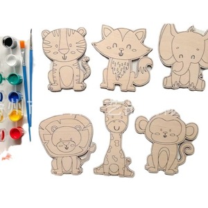 Custom-made cross-border 6-style wooden animal craft <b>kits</b> for kindergarten <b>DIY</b>, wooden children's <b>DIY</b> painting and drawing - Product Image 5