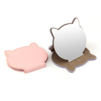 Mini miroir en cuir de forme différente mignon Mini miroir de poche coloré à main