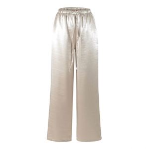 Nouvelle Collection Printemps – Pantalon Long Femme Style Vintage Européen et Américain, Taille Élastique en Satin, Coupe Droite Ample, Jambe Large – Tendance Hot Girl - Product Image 5