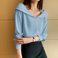 Vente en gros de chemisiers en mousseline de soie blanche à manches longues et col en V pour femmes, tops pour femmes, blusas mujer de moda, chemisiers femme OEM, chemises D620