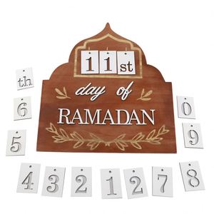 Calendrier de l'Avent en bois du fabricant pour décorations du Ramadan, calendrier de compte à rebours pour le festival musulman, EID Mubarak, livraison directe - Product Image 4