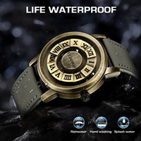Reloj para Hombre LIGE FB0047 Táctil para Ciegos con Fuerza Magnética en Color Bronce Pantone, Deportivo con Puntero Deslizante Creativo y Acabado Mate