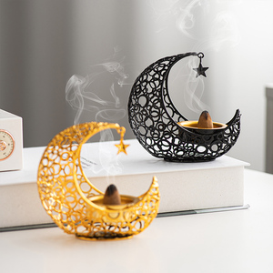 Quemador de Incienso de Metal con Forma de Luna Creciente y Estrella, Estilo Romántico de Oriente Medio, Quemador de Incienso Mubkhar, Quemador de Incienso Árabe - Product Image 3