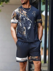 Nuova Moda 2025: Completo Sportivo da <span class=keywords><strong>Uomo</strong></span> in Due Pezzi con Stampa 3D di Leone, 100% Poliestere, <span class=keywords><strong>Abbigliamento</strong></span> Estivo <span class=keywords><strong>Casual</strong></span> - Product Image 6