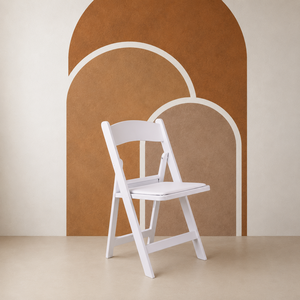 Resin Modern Folding <b>Dining</b> <b>Chair</b> <b>White</b> Outdoor Lightweight Comfortable Water Resistant Villa & Hotel Wood Frame - Product Image 1
