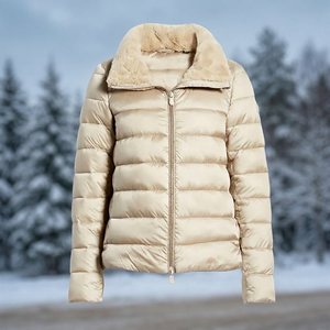 Hot Selling Winter <b>Women</b> Solid Zipper Logo Stand Collar <b>Light</b> <b>Weight</b> Short Cropped Quilted Heated Puffer Wadded Coat Bubble Fit - Product Image 3