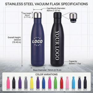 Wholesale Custom Logo 500ml 17oz Double Wall Stainless Steel Vacuum <b>Flask</b> Insulated Sports Cola Shape Water Bottle - Product Image 2