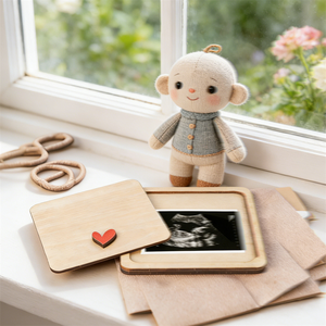 Cadre photo personnalisé en bois pour échographie « Nous avons gardé un <span class=keywords><strong>petit</strong></span> <span class=keywords><strong>secret</strong></span> » – Cadeau d'annonce de grossesse - Product Image 6