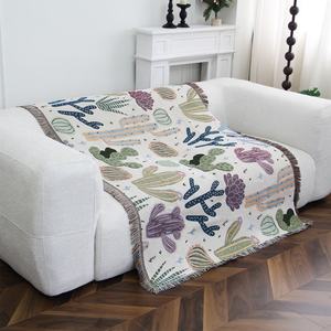 Manta de Tapicería con Diseño Jacquard de <span class=keywords><strong>Cactus</strong></span>, Tejida en Poliéster/Algodón, Personalizable con Logotipo/Etiqueta/Diseño, Patrón Creativo de Plantas, Uso en las Cuatro Estaciones - Product Image 3