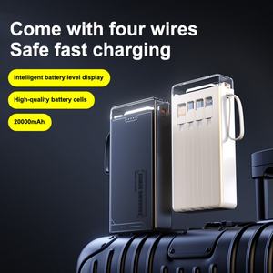 Batterie externe portable 20000 mAh haute capacité avec écran LED, charge rapide 10W, câbles intégrés et lumière – Prix usine - Product Image 3