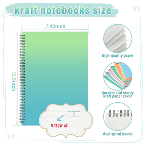 Carnet de composition personnalisé avec couverture kraft, 100 feuilles de papier ligné collège, reliure spirale, pour planification - Product Image 4