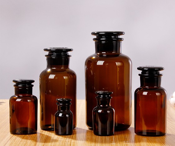 High Quality 1000ml Laboratory Glass Bottle Custom Wide Mouth Lab Chemical Brown Amber Glass Reagent Bottle