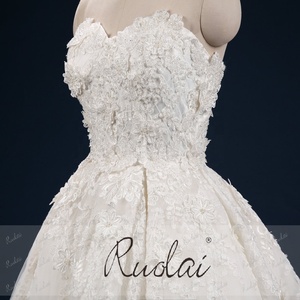 Ruolai QW01398 luxe sur mesure 3D fleurs cristal et perles dentelle robes de mariée chérie dentelle robe de bal robes de mariée - Product Image 6