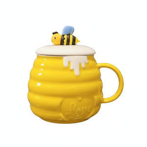 Nouvelle tasse en céramique personnalisable écologique, motif insecte de dessin animé, Huaqi Tcb21, coffret cadeau, tasses mignonnes avec cuillère, pour la rentrée scolaire des filles - Product Image 1