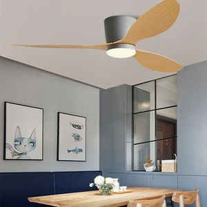 พัดลมเพดานมอเตอร์ DC แบบทันสมัยขนาด52นิ้วของสิงคโปร์พร้อมไฟ LED รีโมทคอนโทรลหรี่แสงได้สำหรับห้องนั่งเล่น - Product Image 6