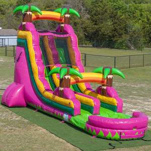 Tobogán Acuático Inflable Tropical de 18 Pies, Color Magenta, de Una Sola Vía, Húmedo y Seco, para Negocios de <span class=keywords><strong>Alquiler</strong></span> de Fiestas - Product Image 2