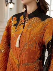 Abaya de Poliéster de Lujo Hecha a Mano <span class=keywords><strong>para</strong></span> Mujeres Musulmanas, Elegante Diseño Floral Dorado, Estilo Boda, Larga hasta el Suelo, Manga Larga con Detalle de Borlas - Product Image 6
