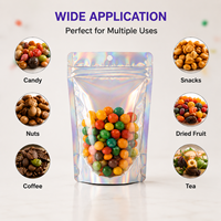 Sachet d'emballage métallique refermable pour bonbons, cadeaux et accessoires, pochette holographique personnalisée à fond plat