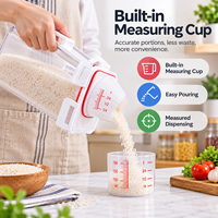 Conteneur de stockage de céréales hermétique, boîte de conservation alimentaire en plastique transparent avec tasse graduée pour l'organisation du garde-manger de la cuisine
