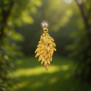 Orecchini pendenti E962 da donna, vintage, a forma di pianta, con zirconi incastonati a griffe, in lega, gioielli - Product Image 2