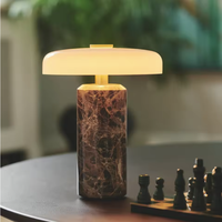 Lampes de table portables danoises 4000 mAh avec interrupteur tactile, ambiance mariage, café, abat-jour en marbre et verre, lampes de table sans fil