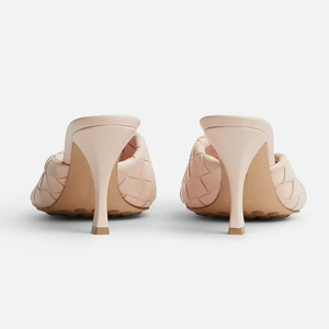 Sandales à talons hauts tressées en forme de losange, à bout carré, pour femmes, style été, pour filles audacieuses - Product Image 5