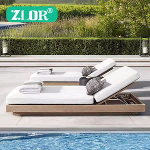Lettino Prendisole da Piscina Giardino Villa Sdraio in Teak di Lusso Mobili da Esterno Moderni in Legno Massello per Spiaggia - Product Image 1