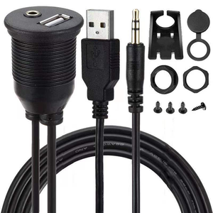 USB 2.0 Waterproof Cable 3.5mm AUX Audio Jack Extension <strong>Cord</strong> 3A Fast Charging Car Stereo Dashboard for Vehicle Truck Boat Motor - Product Image 2