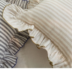 1CM di tessuto a strisce di lino di lino di natura <span class=keywords><strong>federa</strong></span> <span class=keywords><strong>con</strong></span> cuciture di tubazioni/ - Product Image 3