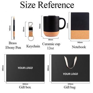 Customized logo Corporate Gift Set - Cork-bottomed <b>Ceramic</b> Cup Notebook <b>Pen</b> Keychain - Suitable for Promotion Gift Set - Product Image 3
