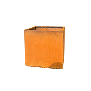 Pot de fleurs d'extérieur rustique minimaliste en acier corten carré, respectueux de l'environnement, pour plantes de jardin, avec finition non revêtue - Product Image 1