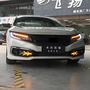 用于本田 Civic 10th 2019 LED 大灯眉眉白天运行灯 DRL 与动态黄色转向信号