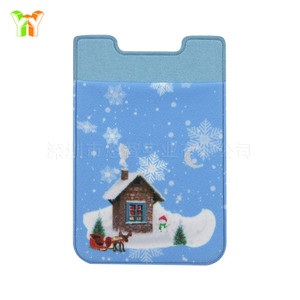 Pegatinas personalizadas para la parte trasera del teléfono y soportes para tarjetas navideños, pegatinas para teléfono de tela Lycra con patrón de transferencia térmica, regalo promocional - Product Image 4