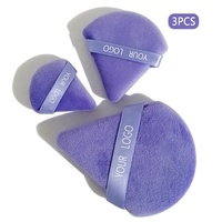 Juego de Esponjas de Maquillaje al por Mayor con Logotipo Personalizado, Accesorios de Belleza, 3 Piezas, Esponja de Maquillaje Triangular Grande y Mini de Terciopelo