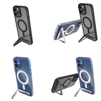 Casing Handphone Kristal Magnetik dengan Stand untuk iPhone 17 Air 16 Pro Max 15 14 13 12 11, Aksesoris Ponsel dengan Holder