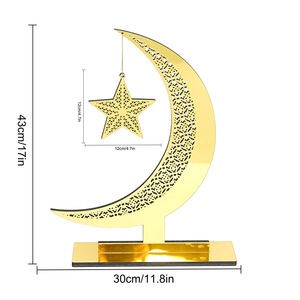 Décoration de table en bois acrylique avec étoiles et croissant de lune pour le festival du Ramadan au Moyen-Orient - Product Image 5