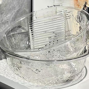 Luce di lusso piccolo lavabo in plastica trasparente multifunzionale lavabo per la casa con Washboard per set da <span class=keywords><strong>bagno</strong></span> - Product Image 2