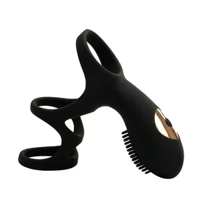 Flexibele Vibrerende Penis Haan Ring Voor Mannen Massage Penis 2 In 1 Vrouwen Clitoris Stimulator Vibrerende Borstel