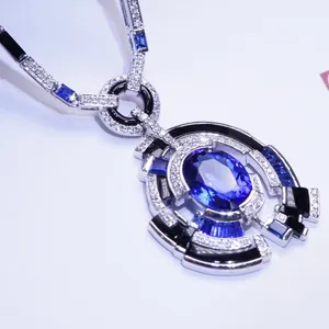 Fashion New Hot Fine Jewelry 18k White Gold Tanzanite 1.59ct Necklace
