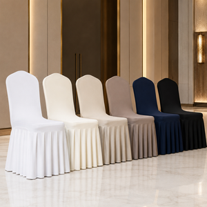 Housse de chaise plissée extensible professionnelle pour hôtel, en spandex blanc, pour sièges de conférence - Product Image 1