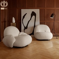 Fauteuils de salon luxueux en forme de nuage en peluche douce uniques et minimalistes Blanc Crème nordique Moderne Fauteuil d'appoint de luxe