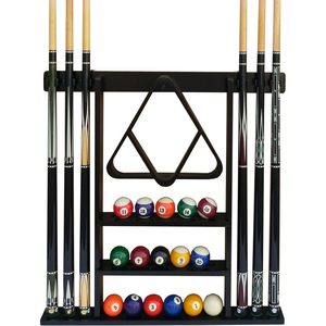 Support mural pour queues de billard Flintar, 3-4 queues, bois noir, résistant à l'eau, durable - Product Image 1
