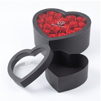 Boîte à fleurs en forme de cœur personnalisée OEM avec couvercle transparent, boîte d'emballage pour roses, boîte cadeau en deux parties pour fleurs, chocolat, bijoux