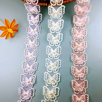 Applique en dentelle brodée, double couche, motif animalier tridimensionnel ajouré, série papillon 26041101