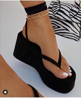 Sandales à lacets décontractées à semelle épaisse de grande taille Chaussures d'extérieur à lacets avec chaîne en métal de couleur unie