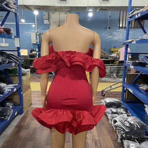 Vestido de Fiesta Corto y Elegante para Mujer, Estilo Princesa con Hombros Descubiertos y Volantes para Fiesta o Club - Product Image 5