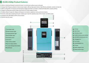 HE200-6500P Système Solaire Hybride 10KW 11KW 12KW 22KW 33KW 50KW Onde Sinusoïdale Pure Monophasé MPPT pour Système Énergétique - Product Image 4