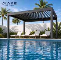 Pergola de piscine Jiake avec toit à lames orientables en aluminium pour jardin, patio, gazebo, pavillon, espace de vie extérieur résidentiel