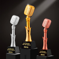 Série de trophées microphone Or, Argent, Or Rose, Récompenses personnalisées pour les concours de chant et d'hôte