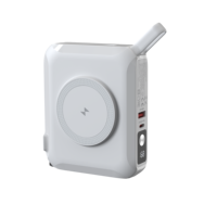 Cargador de Viaje Multifuncional 6 en 1, 15000mAh, PD 65W, Banco de Energía Magnético Inalámbrico, Enchufe de Pared CA, Cable Integrado, Función de Refrigeración